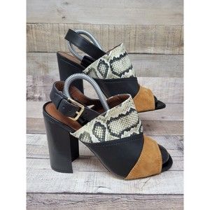 Cole Haan Women Tabby High Sandal Open Toe Dress Pump Snakeskin Size 10B